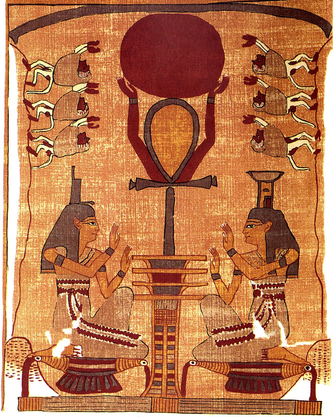 Нефтида (справа) и Исида (слева). Папирус Ани