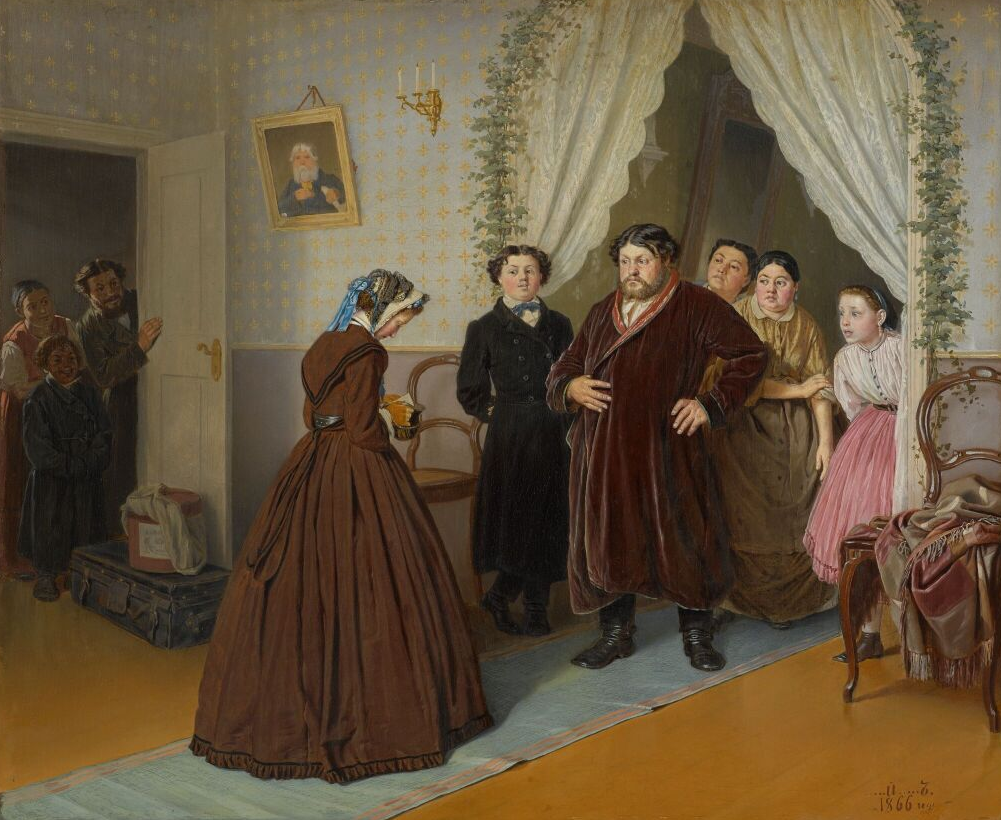 Василий Григорьевич Перов, «Приезд гувернантки в купеческий дом», 1866