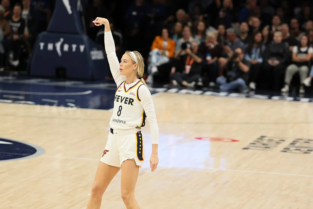 Indiana Fever guard Sophie Cunningham during a game in Minneapolis. Photo: [John Mac / Wikimedia Commons](https://commons.wikimedia.org/wiki/File:Sophie_Cunningham_September_2026.jpg) (CC BY-SA 4.0)
