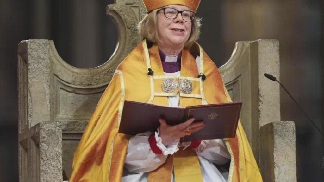 Sarah Mullally delivers her sermon at Canterbury Cathedral on March 25, 2026