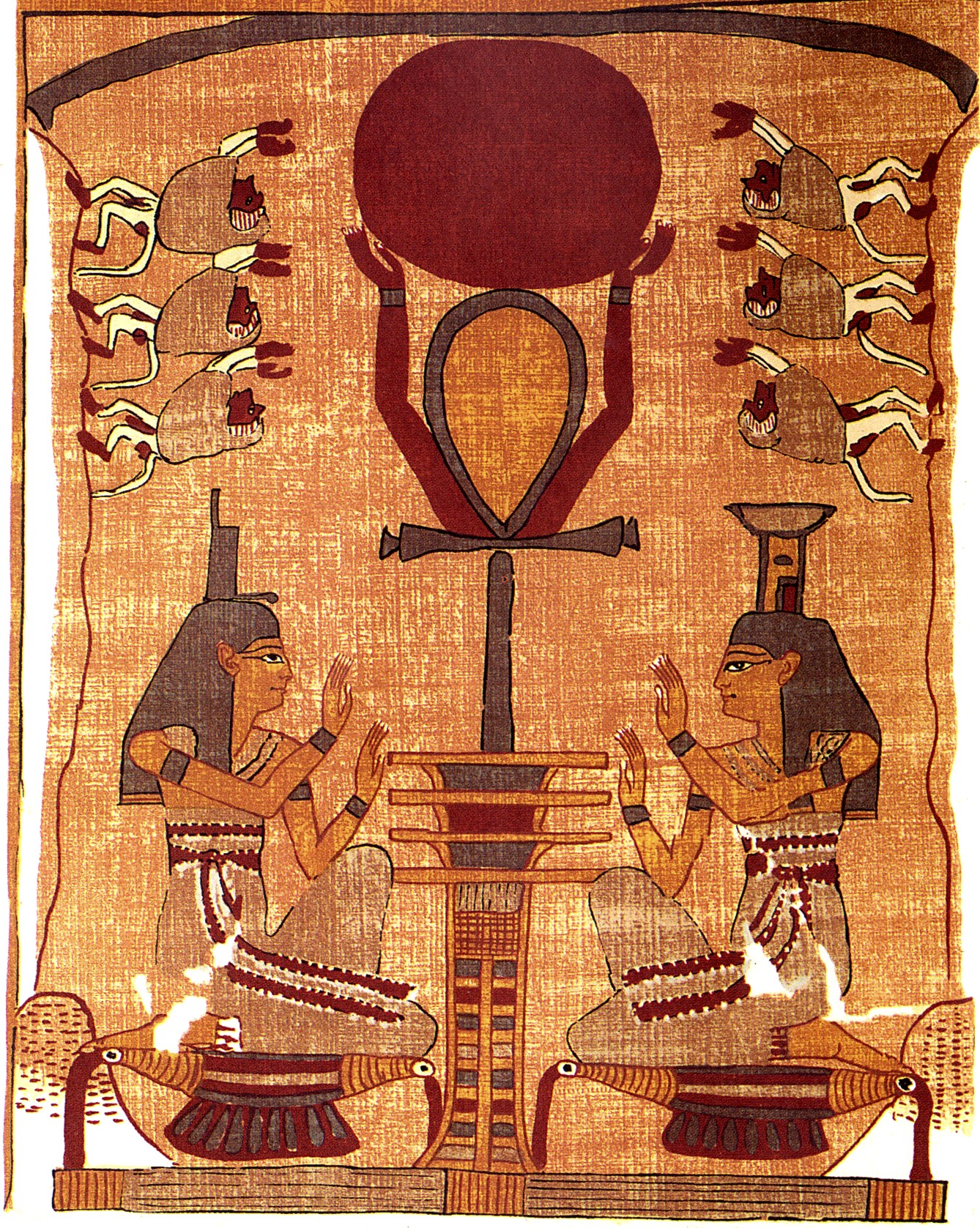 Neftis (derecha) e Isis (izquierda). Papiro de Ani