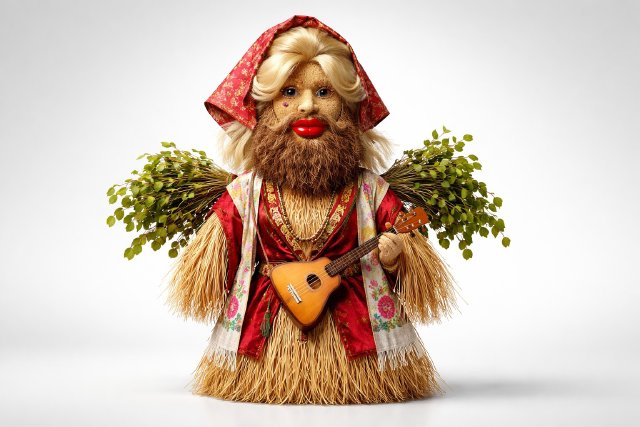 Muzhik-Maslenitsa: Uma Figura da Maslenitsa na Forma de um Homem Vestido de Mulher