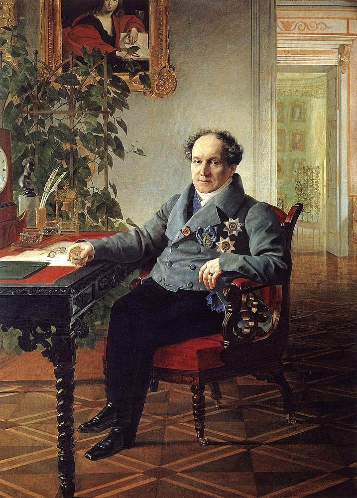卡尔·布留洛夫于1840年绘制的A. N. 戈利岑亲王肖像。维基共享资源。