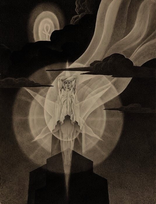 Andréi Avinoff. Ilustración para La caída de la Atlántida