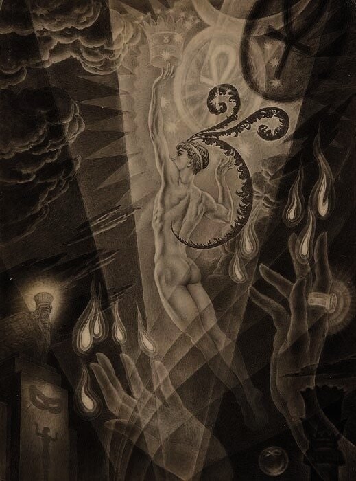 Andréi Avinoff. Ilustración para La caída de la Atlántida