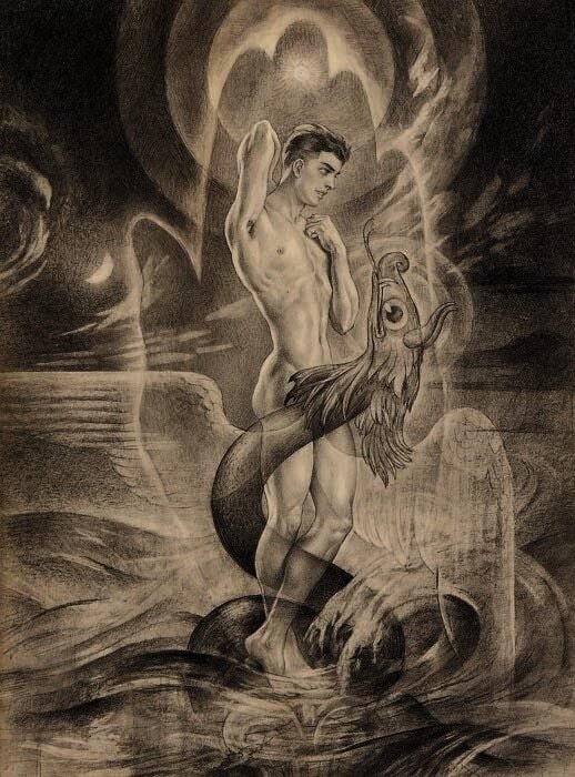 Andréi Avinoff. Ilustración para La caída de la Atlántida