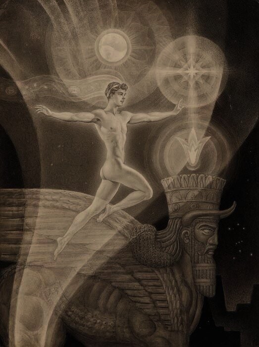 Andréi Avinoff. Ilustración para La caída de la Atlántida